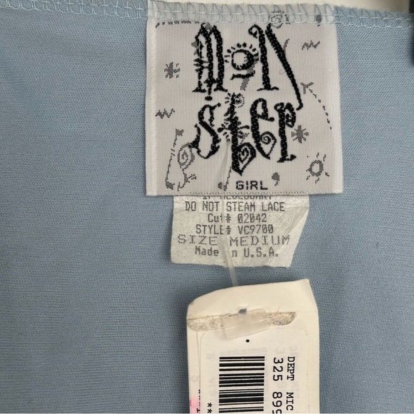 Vintage Women's Mini Dress 90's Size Medium Blue Lace Y2K Lined Coquette Floral - Picture 8 of 8